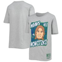 Детская футболка Dirk Nowitzki Dallas Mavericks Mitchell & Ness Hardwood Classics King of the Court - Heathered Gray