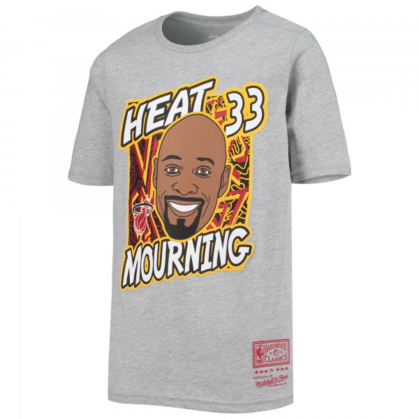Детская футболка Alonzo Mourning Miami Heat Mitchell & Ness Hardwood Classics King of the Court - Heathered Gray