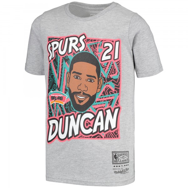 Детская футболка Tim Duncan San Antonio Spurs Mitchell & Ness Hardwood Classics King of the Court - Gray