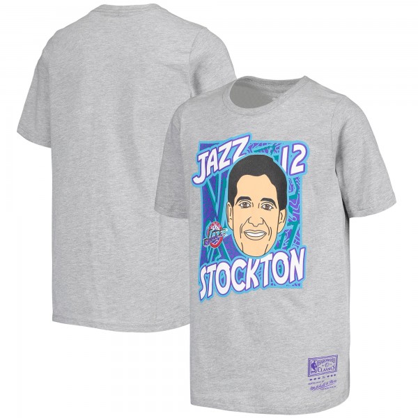 Детская футболка John Stockton Utah Jazz Mitchell & Ness Hardwood Classics King of the Court - Gray