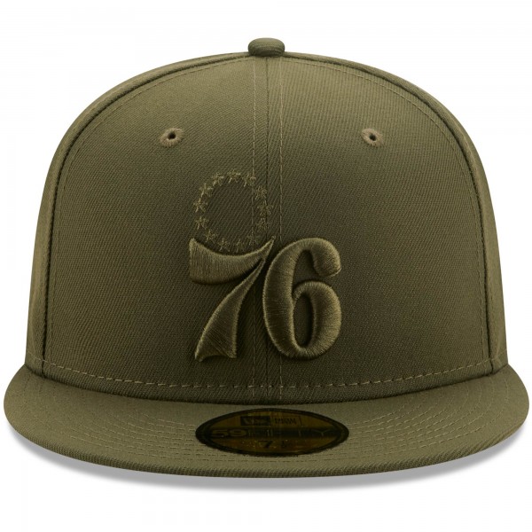 Бейсболка Philadelphia 76ers New Era Color Pack 59FIFTY - Olive - официальный мерч NBA
