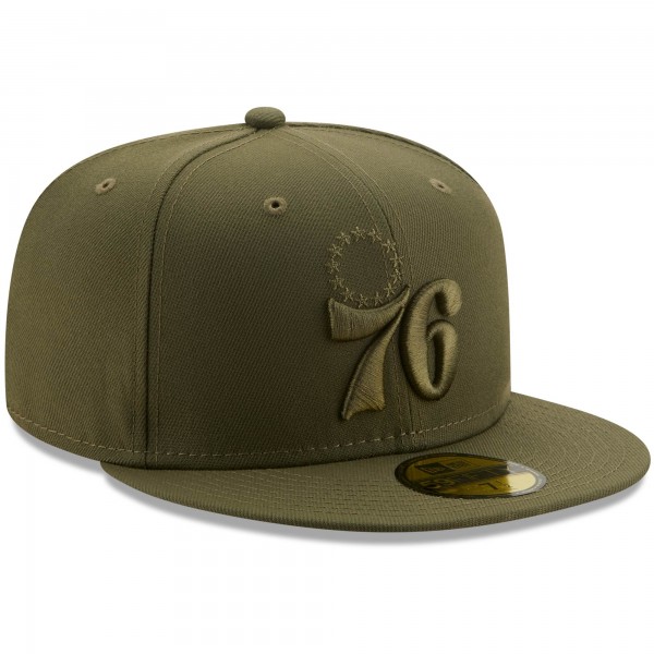 Бейсболка Philadelphia 76ers New Era Color Pack 59FIFTY - Olive - официальный мерч NBA