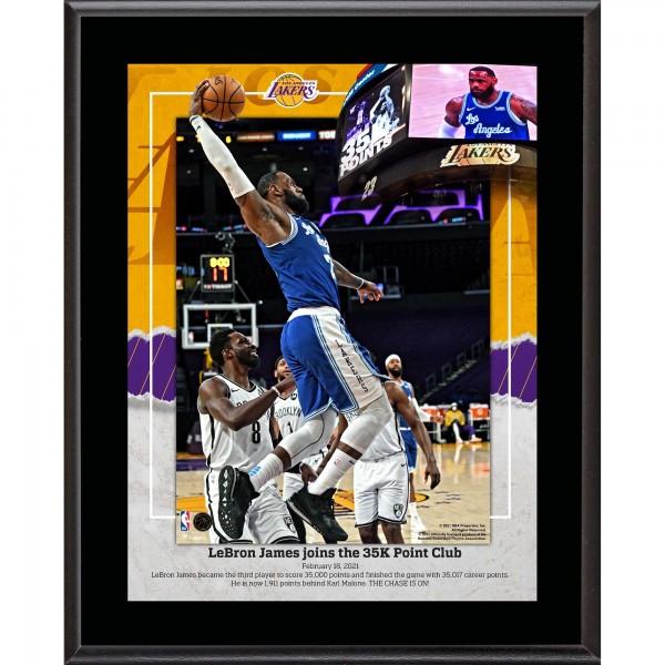 Los Angeles Lakers LeBron James Fanatics Authentic 10.5 x 13 3rd Player In NBA History to Score 35,000 Points Sublimated Plaque