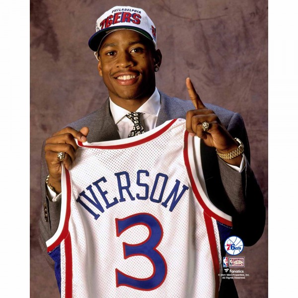 Unsigned Philadelphia 76ers Allen Iverson Fanatics Authentic Draft Night #1 Overall Pick Portrait Photograph