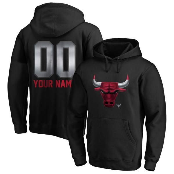 Именная толстовка Chicago Bulls Black Midnight Mascot
