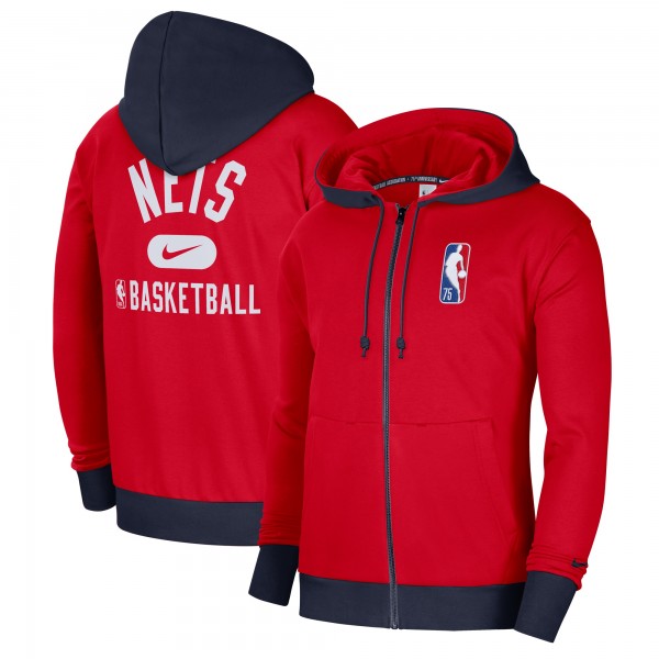 Толстовка на молнии Brooklyn Nets Nike 2021/22 City Edition Courtside Heavyweight Fleece - Red/Navy - фирменная одежда NBA