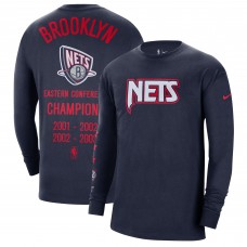 Футболка с длинным рукавом Brooklyn Nets Nike 2021/22 City Edition Courtside Heavyweight Moments - Navy