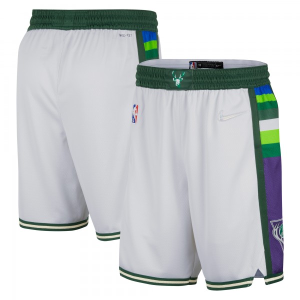 Шорты Milwaukee Bucks Nike 2021/22 City Edition Swingman - White/Green - спортивная одежда НБА