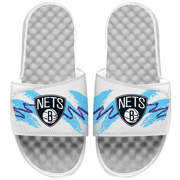 Brooklyn Nets ISlide White 90s Paper Cup Slide Sandals