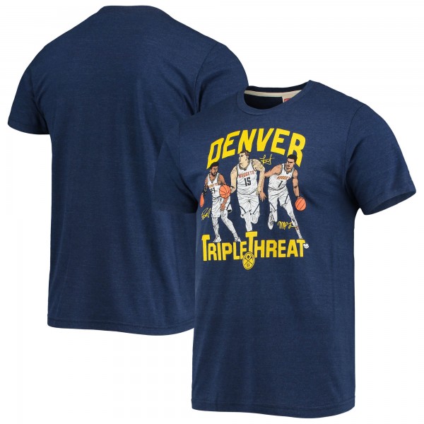 Denver Nuggets Jamal Murray/Michael Porter Jr./Nikola Jokic Homage Heathered Navy Triple Threat Player Tri-Blend T-Shirt