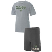 Комплект для сна Milwaukee Bucks Concepts Sport - Gray/Heathered Charcoal