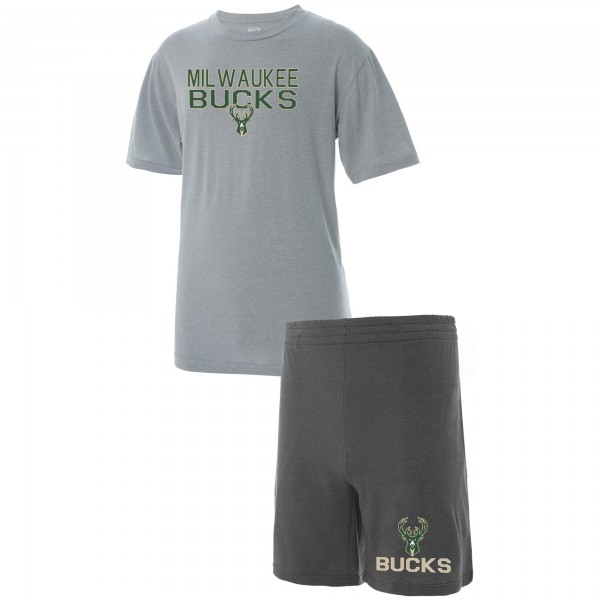 Комплект для сна Milwaukee Bucks Concepts Sport - Gray/Heathered Charcoal