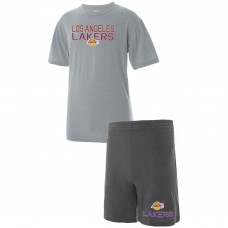 Комплект для сна Los Angeles Lakers Concepts Sport - Gray/Heathered Charcoal