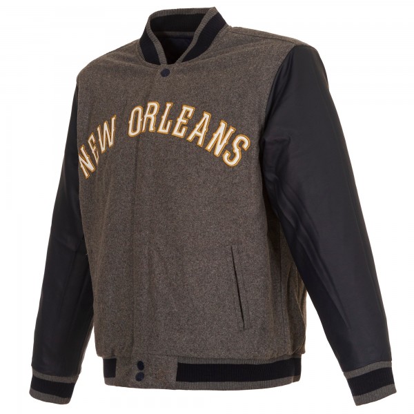 Куртка двусторонняя New Orleans Pelicans JH Design Faux Leather - Gray/Navy