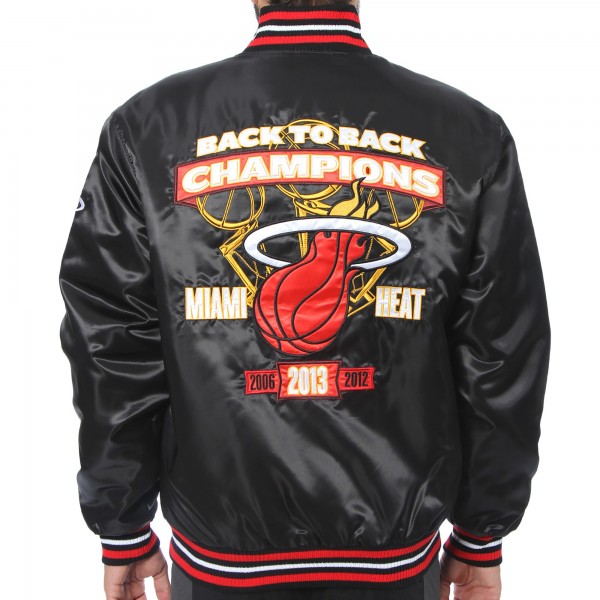 Куртка на кнопках Miami Heat JH Design Black Back-to-Back NBA Finals Champions Commemorative Satin