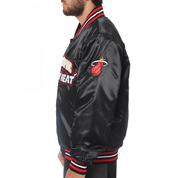 Куртка на кнопках Miami Heat JH Design Black Back-to-Back NBA Finals Champions Commemorative Satin