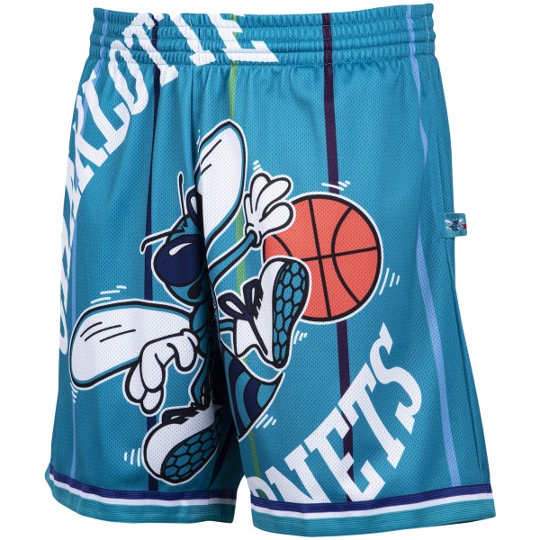 Charlotte Hornets Mitchell & Ness Hardwood Classics Big Face 2.0 Shorts - Teal