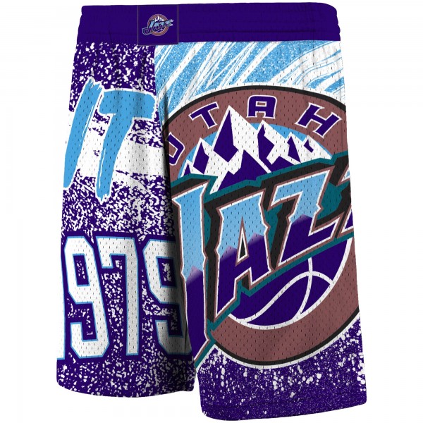 Шорты Utah Jazz Mitchell & Ness Hardwood Classics Jumbotron - Purple - спортивная одежда НБА