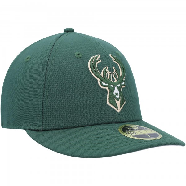 Бейсболка Milwaukee Bucks New Era Hunter Green Team Low Profile 59FIFTY