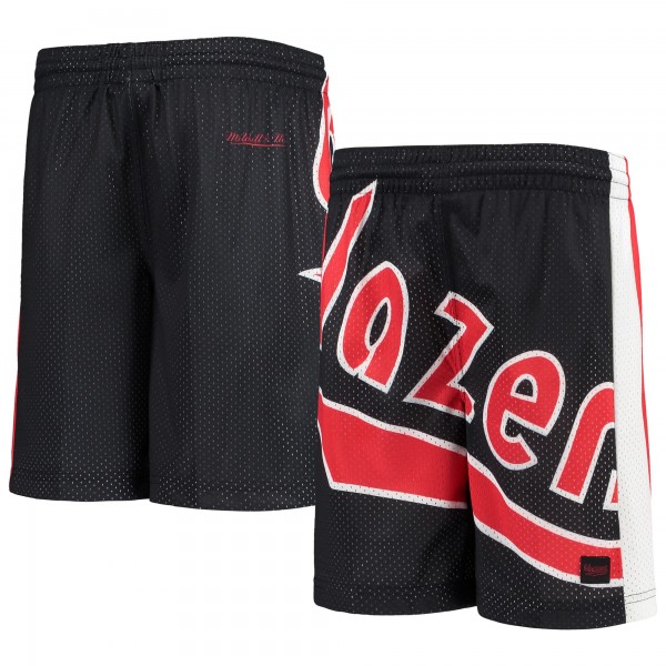 Детские шорты Portland Trail Blazers Hardwood Classics Throwback Big Face Mesh - Black - атрибутика NBA