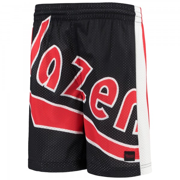 Детские шорты Portland Trail Blazers Hardwood Classics Throwback Big Face Mesh - Black - атрибутика NBA