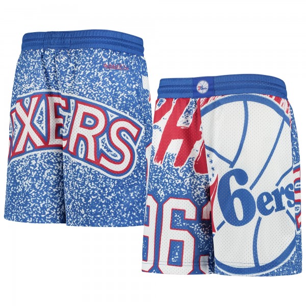 Детские шорты Philadelphia 76ers Mitchell & Ness Hardwood Classics Jumbotron - Royal - атрибутика NBA
