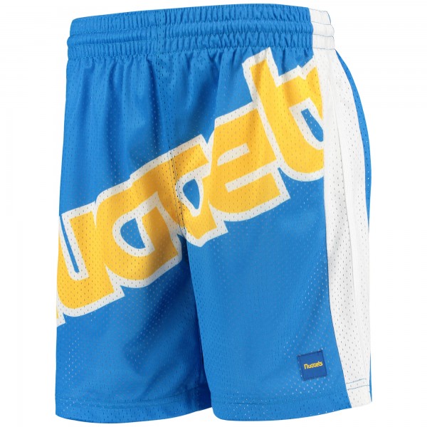 Детские шорты Denver Nuggets Mitchell & Ness Hardwood Classics Throwback Big Face Mesh - Blue - атрибутика NBA