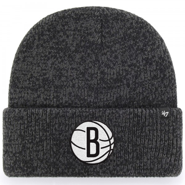 Brooklyn Nets 47 Black Alternate Logo Brain Freeze Cuffed Knit Hat