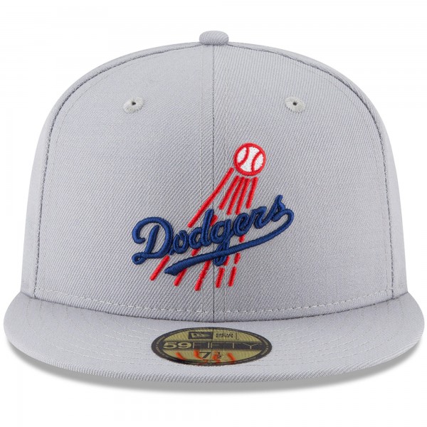 Бейсболка Los Angeles Dodgers New Era Cooperstown Collection Logo 59FIFTY - Gray