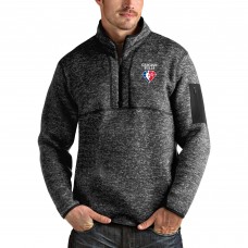 Кофта на короткой молнии Chicago Bulls Antigua Heathered Black NBA 75th Anniversary Fortune