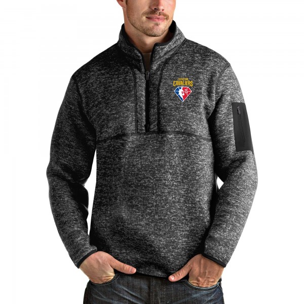 Толстовка на короткой молнии Cleveland Cavaliers Antigua NBA 75th Anniversary Fortune - Heathered Black