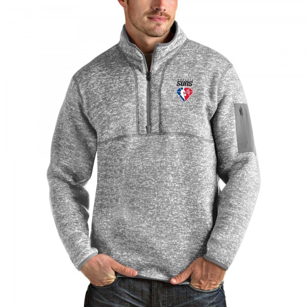 Толстовка на короткой молнии Phoenix Suns Antigua NBA 75th Anniversary Fortune - Heathered Gray