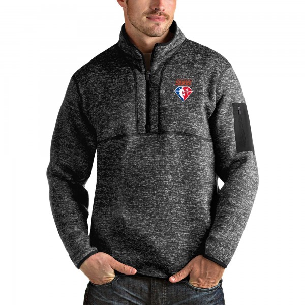 Толстовка на короткой молнии Phoenix Suns Antigua NBA 75th Anniversary Fortune - Heathered Black