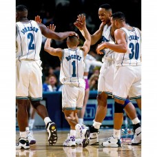 Unsigned Charlotte Hornets Muggsy Bogues Fanatics Authentic Hardwood Classics Teammate Celebration Photograph