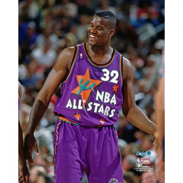 Unsigned Orlando Magic Shaquille ONeal Fanatics Authentic Hardwood Classics 1995 NBA All-Star Game Smile Photograph