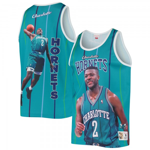 Майка Larry Johnson Charlotte Hornets Mitchell & Ness Hardwood Classics - Teal