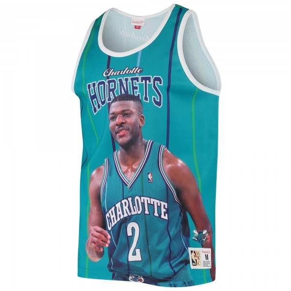 Майка Larry Johnson Charlotte Hornets Mitchell & Ness Hardwood Classics - Teal