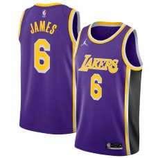 Игровая майка LeBron James Los Angeles Lakers Jordan Brand 2021/22 #6 Swingman Purple - Statement Edition