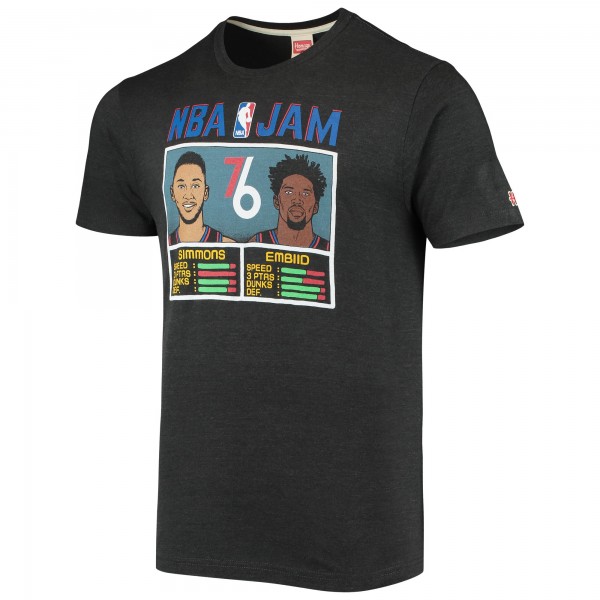 Футболка Ben Simmons and Joel Embiid Philadelphia 76ers Homage NBA Jam Tri-Blend - Charcoal