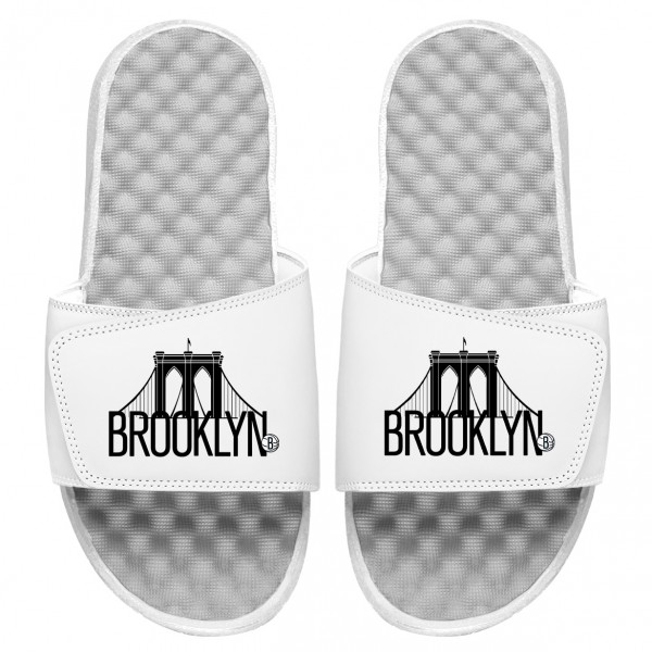Шлепки Brooklyn Nets ISlide Local City Patch Design - White