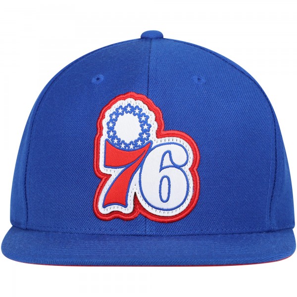 Бейсболка Philadelphia 76ers Mitchell & Ness Hardwood Classics Pop - Royal - официальный мерч NBA