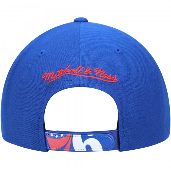 Бейсболка Philadelphia 76ers Mitchell & Ness Hardwood Classics Pop - Royal - официальный мерч NBA