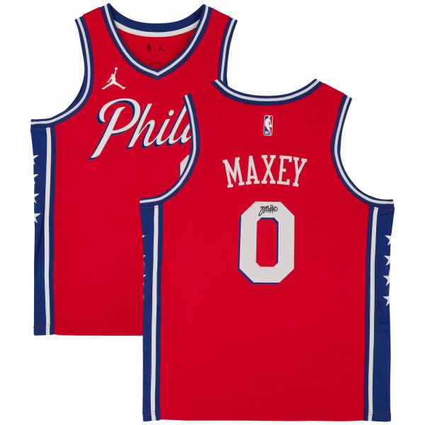 Autographed Philadelphia 76ers Tyrese Maxey Fanatics Authentic Jordan Brand 2020-21 Red Statement Jersey