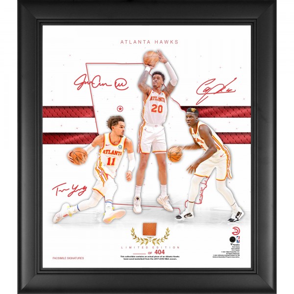 Atlanta Hawks Authentic Facsimile Signatures 15 x 17 2020-21 Franchise Foundations Collage with a Piece of Game-Used Basketball - Limited Edition of 404