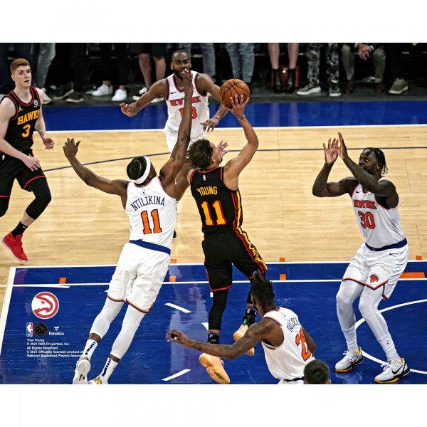 Unsigned Atlanta Hawks Trae Young Fanatics Authentic 2021 NBA Eastern Conference Playoffs Game 1 Winner vs. New York Knicks Photograph