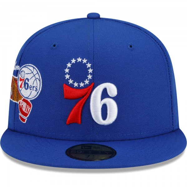Бейсболка Philadelphia 76ers New Era City Cluster 59FIFTY - Royal - официальный мерч NBA