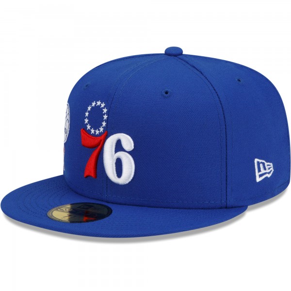 Бейсболка Philadelphia 76ers New Era City Cluster 59FIFTY - Royal - официальный мерч NBA