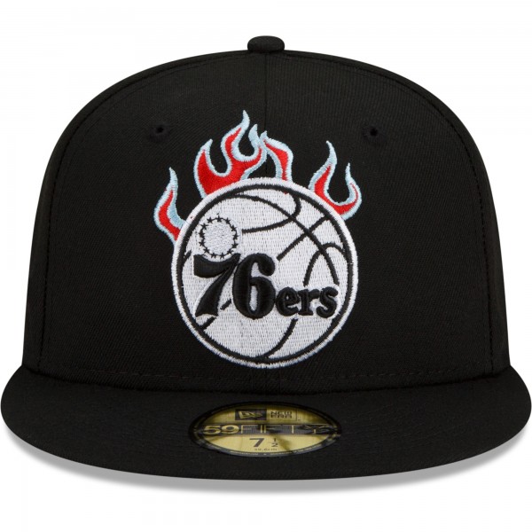 Бейсболка Philadelphia 76ers New Era Eastern Conference Fire 59FIFTY - Black - официальный мерч NBA