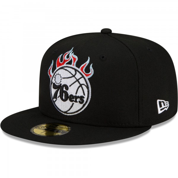 Бейсболка Philadelphia 76ers New Era Eastern Conference Fire 59FIFTY - Black - официальный мерч NBA