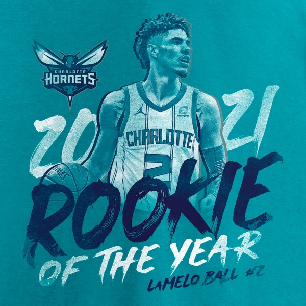 Футболка LaMelo Ball Charlotte Hornets 2021 NBA Rookie Of The Year - Teal